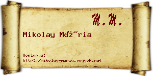 Mikolay Mária névjegykártya